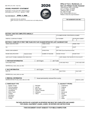 California Vessel Property Statement