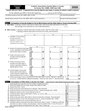 Arizona Form 309 for Tax Credit