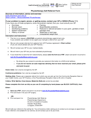 Physiotherapy Self-Referral Form