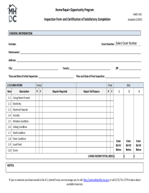 HeRO-410 Home Repair Inspection Form