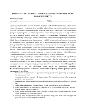 Poland Patient Consent Form for Polyp Removal
