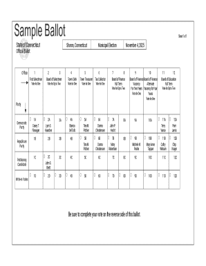 Connecticut Municipal Election Ballot