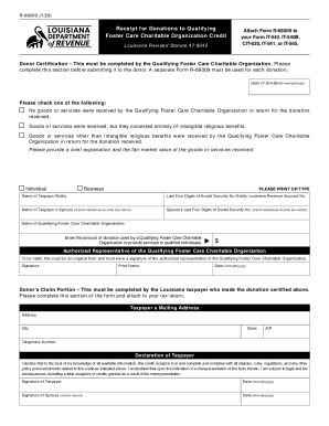Louisiana Donation Receipt Form R-68009