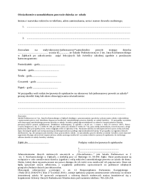 Owiadczenie o samodzielnym powrocie dziecka ktre ...