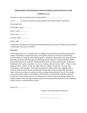 Child Independent Return Permission Form