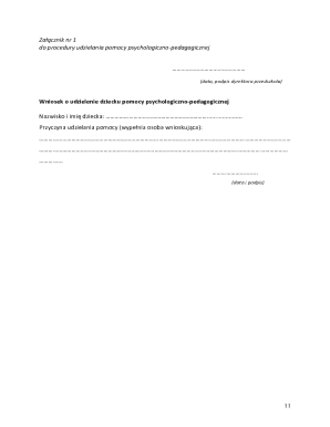 Wniosek o udzielenie dziecku pomocy psychologiczno