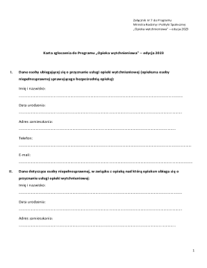 Poland Respite Care Application Form 2023