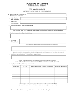 Candidate Personal Data SheetPDF