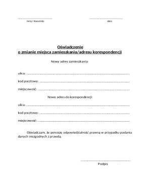 Poland Residence Address Change Declaration