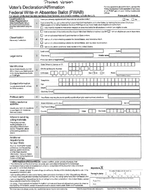 Federal Write-in Absentee Ballot