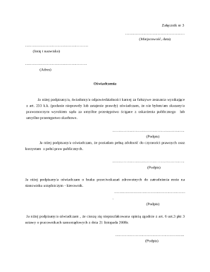 Declaration of No Criminal Record