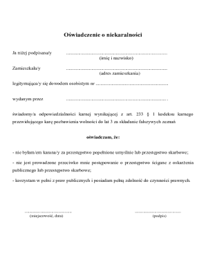 Polish Declaration of No Criminal Record