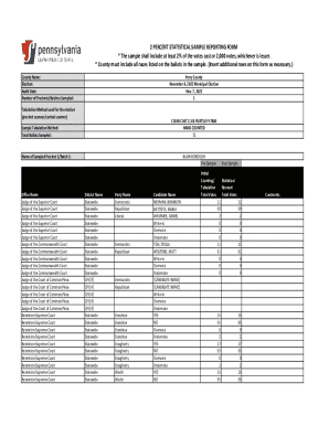 2 Percent Statistical Sample Reporting Form