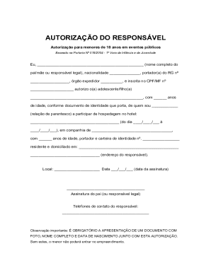 Minor Authorization Form