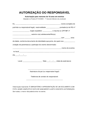 Minor Event Authorization Form