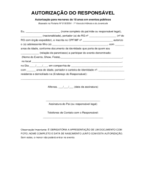 Minor Event Authorization Form