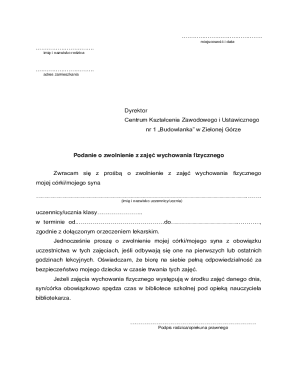 Poland Physical Education Exemption Request