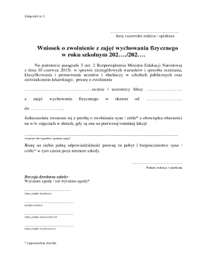 Wniosek o Zwolnienie z Wychowania Fizycznego