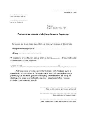 Parent Request for PE Class Exemption