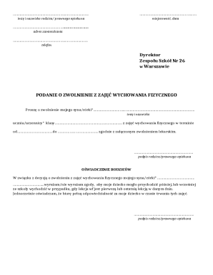 Parental Request for PE Exemption