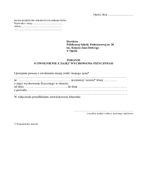 Parental Request for PE Exemption