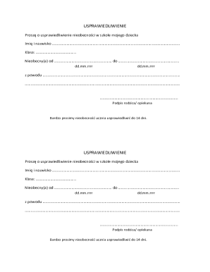School Absence Justification Form