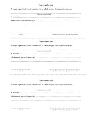 School Absence Justification Form