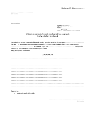 Polish Court Absence Justification Request