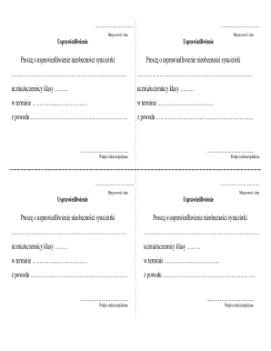 School Absence Excuse Note