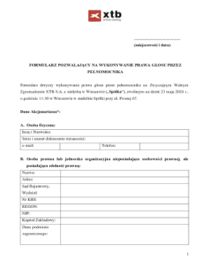 Proxy Voting Form for XTB S.A.