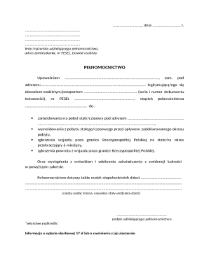 Poland Power of Attorney for Residency