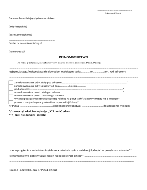 Poland Power of Attorney for Residency Registration