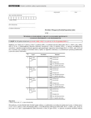 Poland Matura Exam Fee Waiver Application