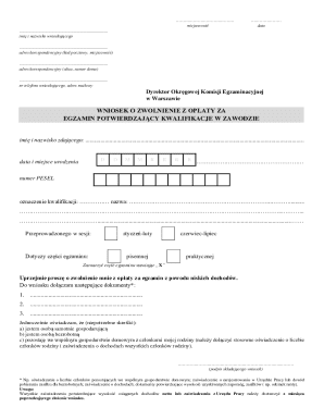 Poland Exam Fee Waiver Application