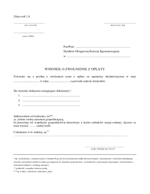 Polish Exam Fee Waiver Application