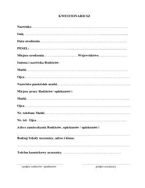 Polish Student Information Form