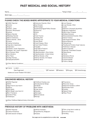 Past Medical and Social History Form