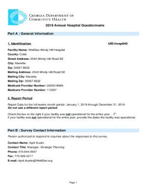 2019 Annual Hospital Questionnaire