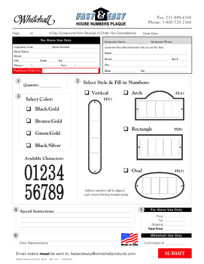 Whitehall Products Order Form