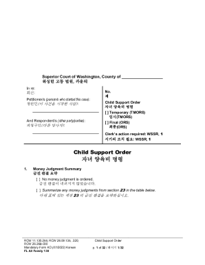 Washington Child Support Order Form