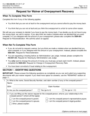 Request for Waiver of Overpayment Recovery