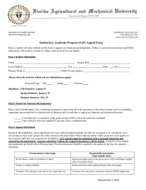 FAMU Satisfactory Academic Progress Appeal Form