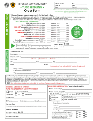 NJ Forest Service Nursery Order Form