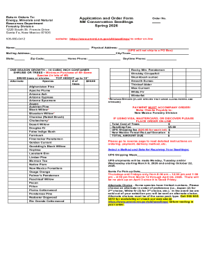 New Mexico Conservation Seedling Order Form