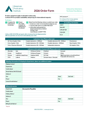 Proficiency Testing Order Form