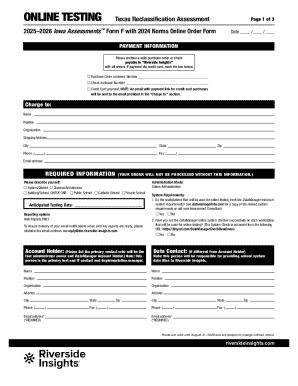 Texas Reclassification Assessment Order Form