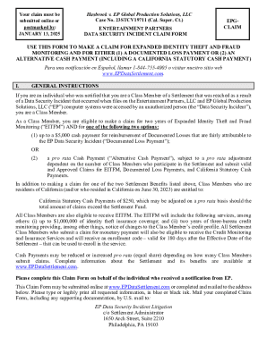 EP Global Production Solutions Data Security Incident Claim Form