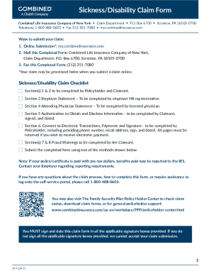 Sickness/Disability Claim Form