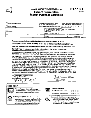 New York Exempt Purchase Certificate