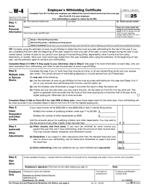 IRS Form W-4 Employee’s Withholding Certificate
